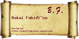 Bakai Fabiána névjegykártya